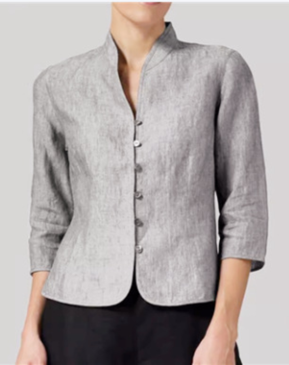 Damenbluse mit Stehkragen und 3/4-Arm