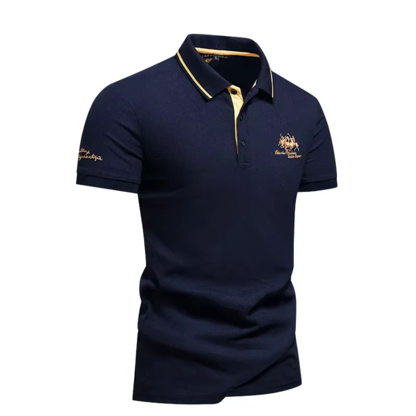 Herren Stilvolles Poloshirt mit Kontrastkragen Stickerei