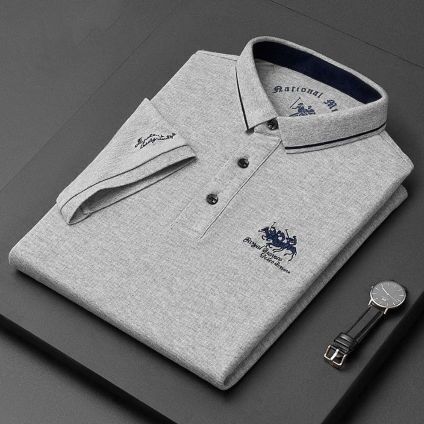 Herren Stilvolles Poloshirt mit Kontrastkragen Stickerei – Ansicht 5