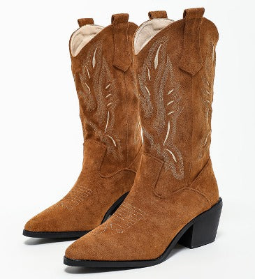Cowboystiefel Damen Blockabsatz Stickerei