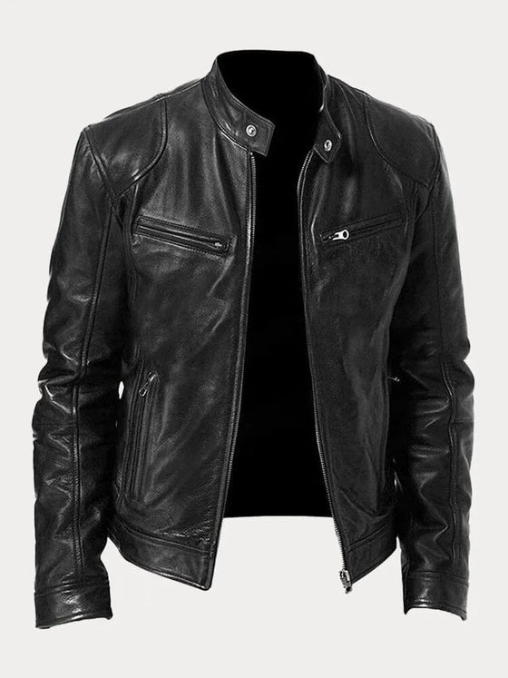Lederjacke Damen Biker mit Stehkragen