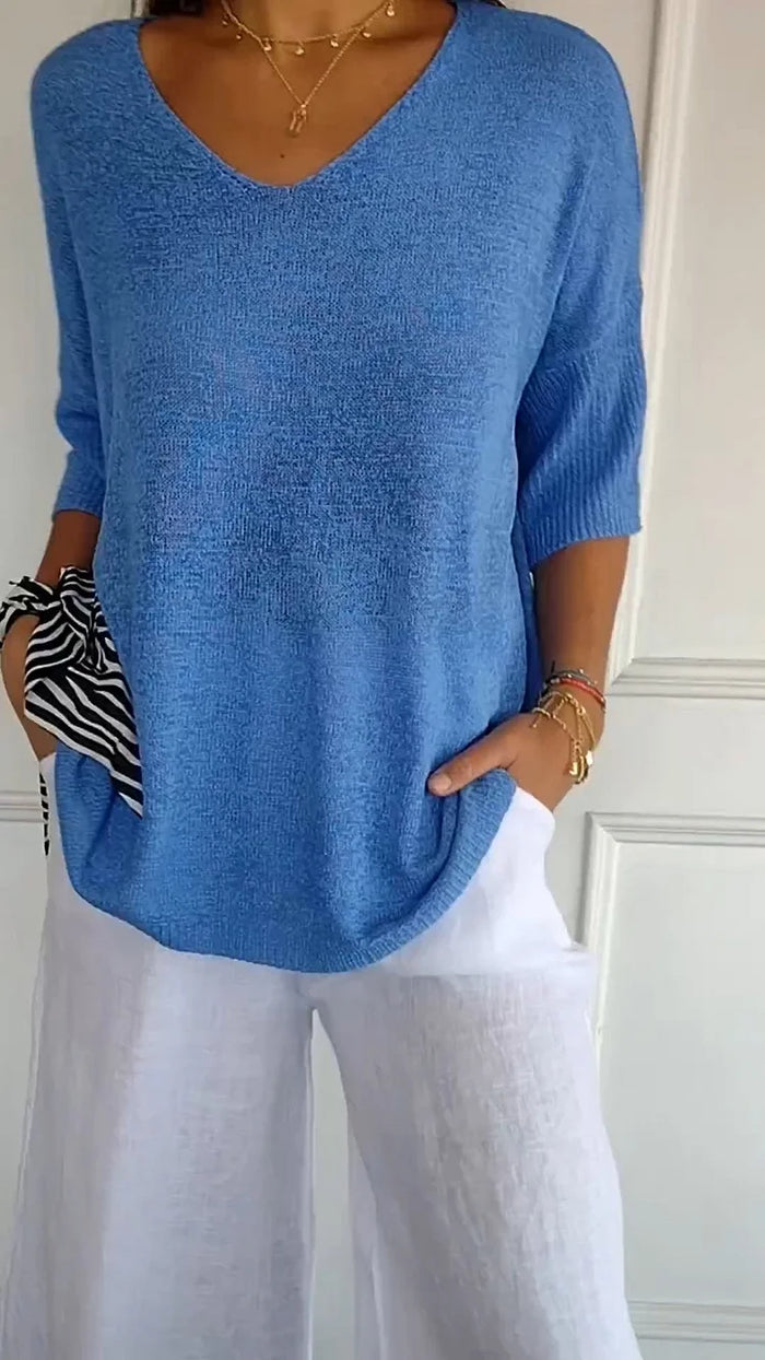 Damen Stricktop mit V-Ausschnitt