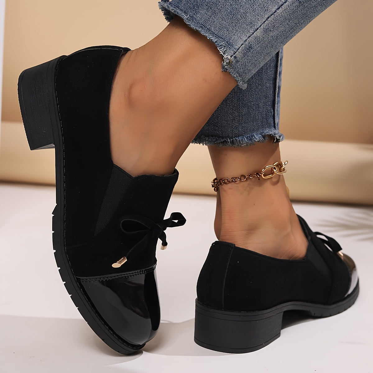 Damen Loafers mit Schleife Blockabsatz – Ansicht 8