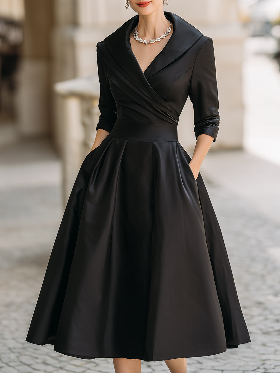 Klassisches Wickel Midikleid Damen