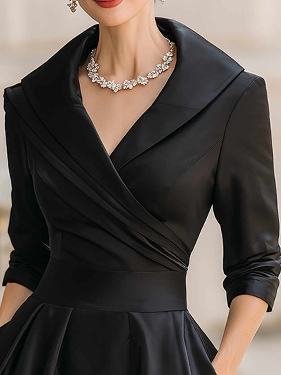 Klassisches Wickel Midikleid Damen