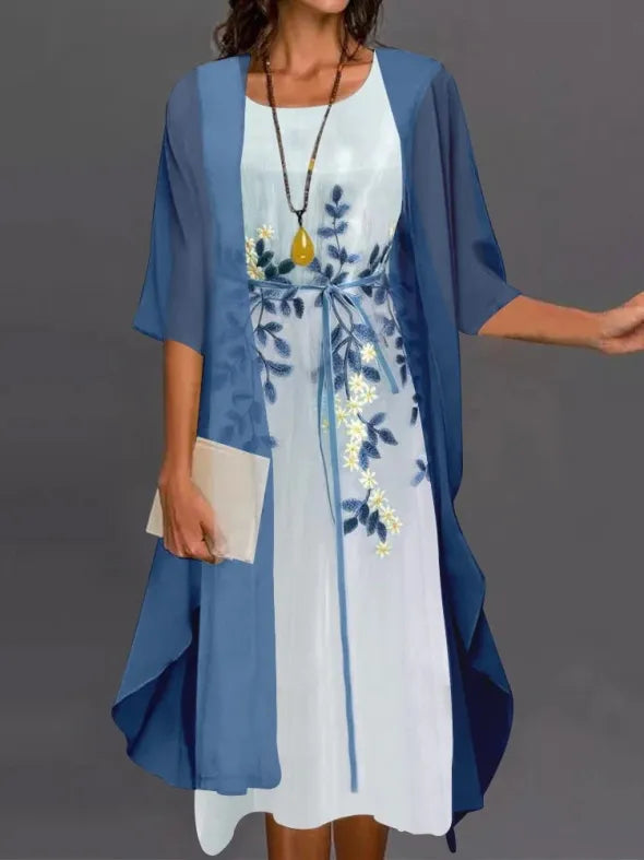 Lagenkleid Damen Midi 3/4-Arm