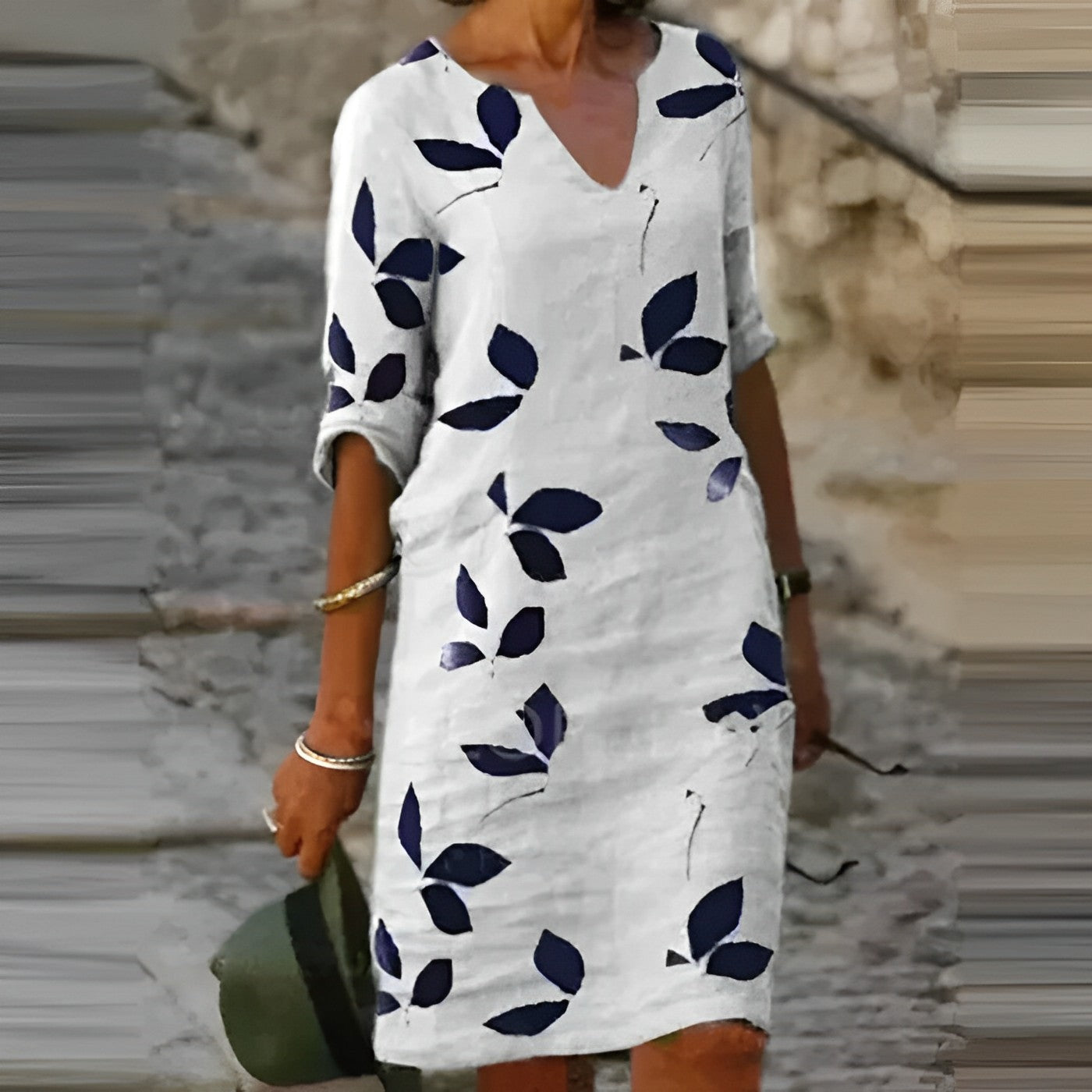 Sommerkleider mit V-Ausschnitt und 3/4-Arm