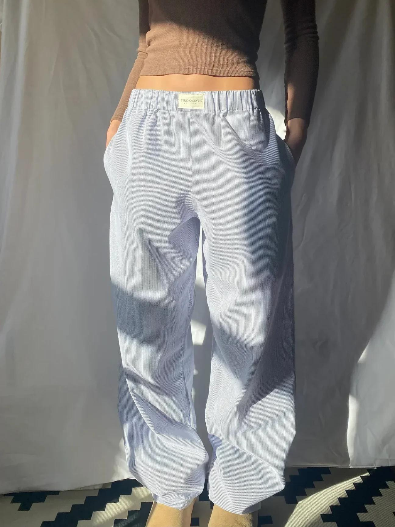 Loungehose Damen gestreift mit Elastikbund