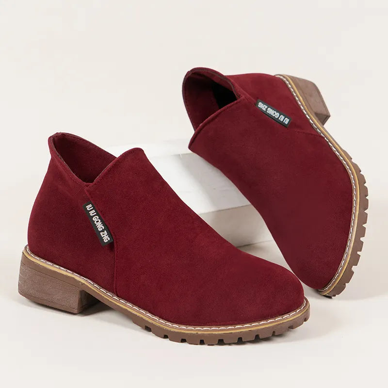 Winterstiefel Damen Mit Blockabsatz Seitlicher Reißverschluss Stiefeletten – Ansicht 4