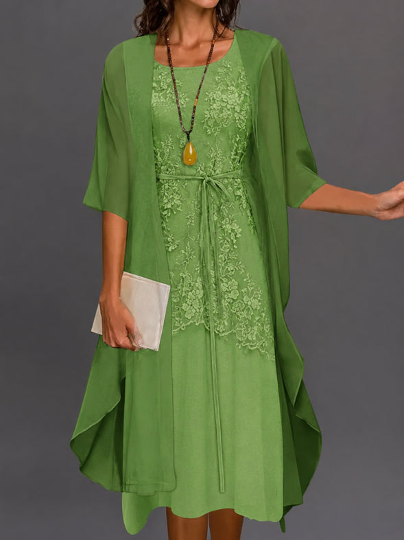 Lagenkleid Damen Midi 3/4-Arm