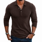 Langarm Polo Pullover Shirt | Knopfleiste