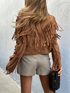 Fransenjacke Kurz | Vintage Stil mit Reverskragen