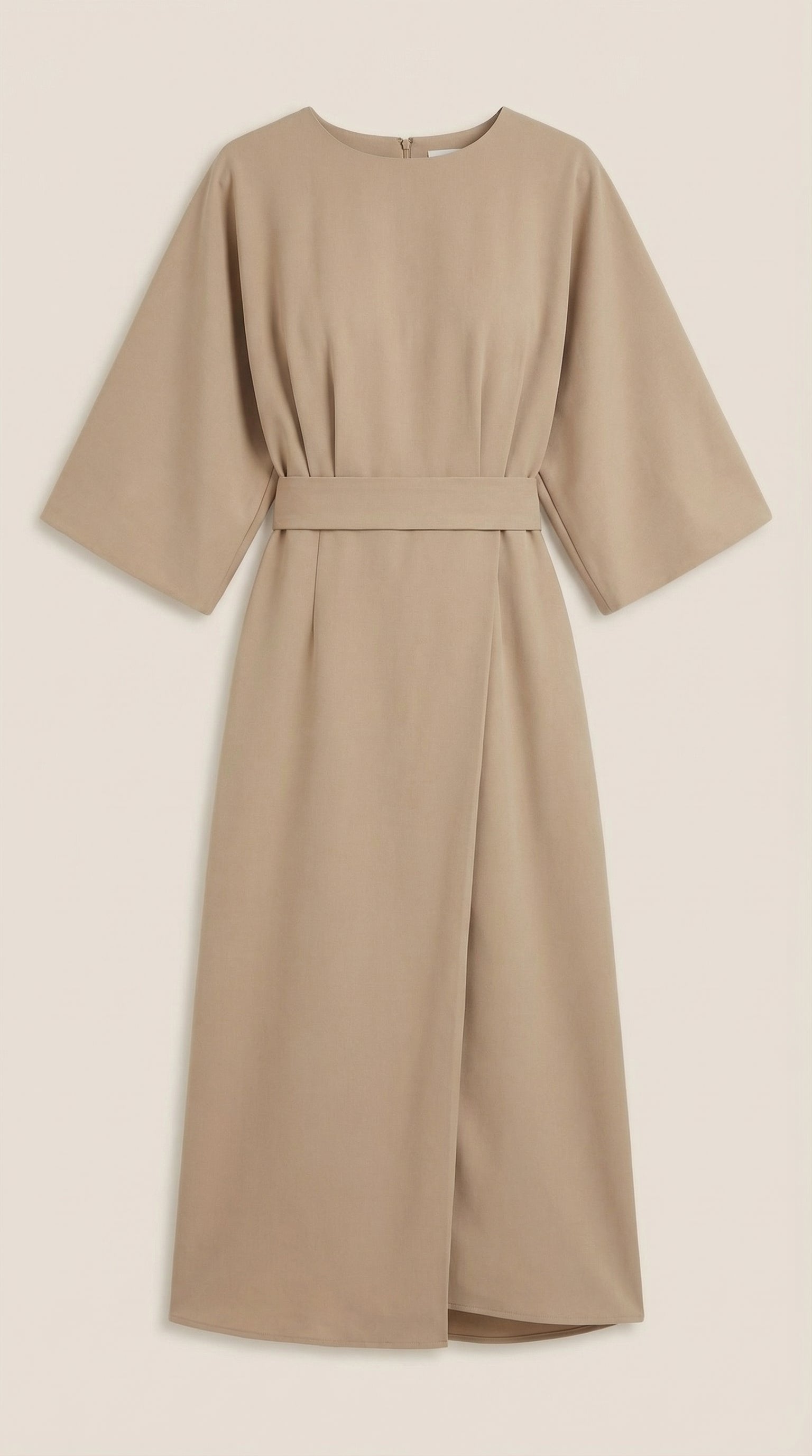 Damen Ballonärmel Midikleid | Taillengürtel Back