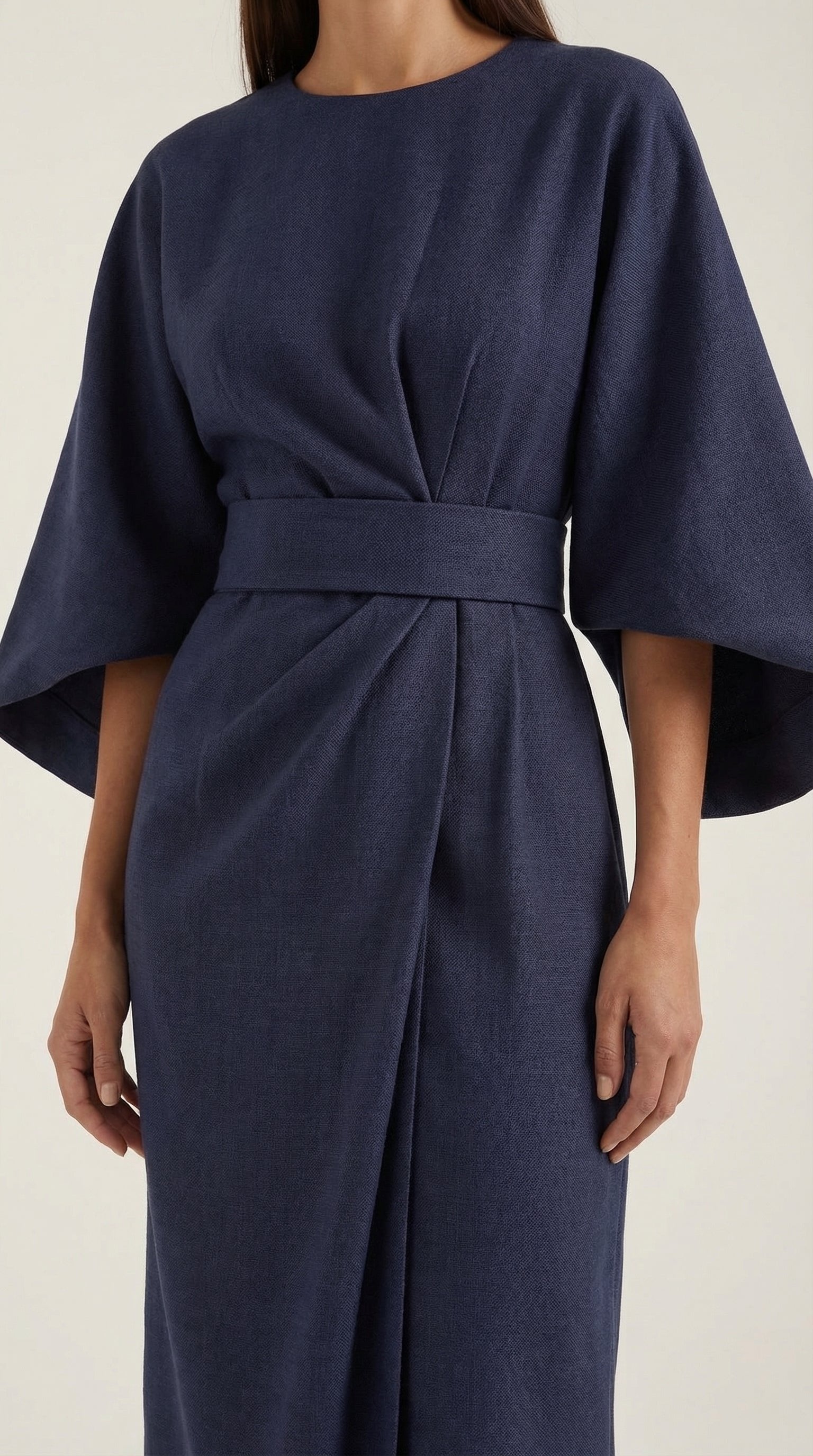 Damen Ballonärmel Midikleid | Taillengürtel View 13