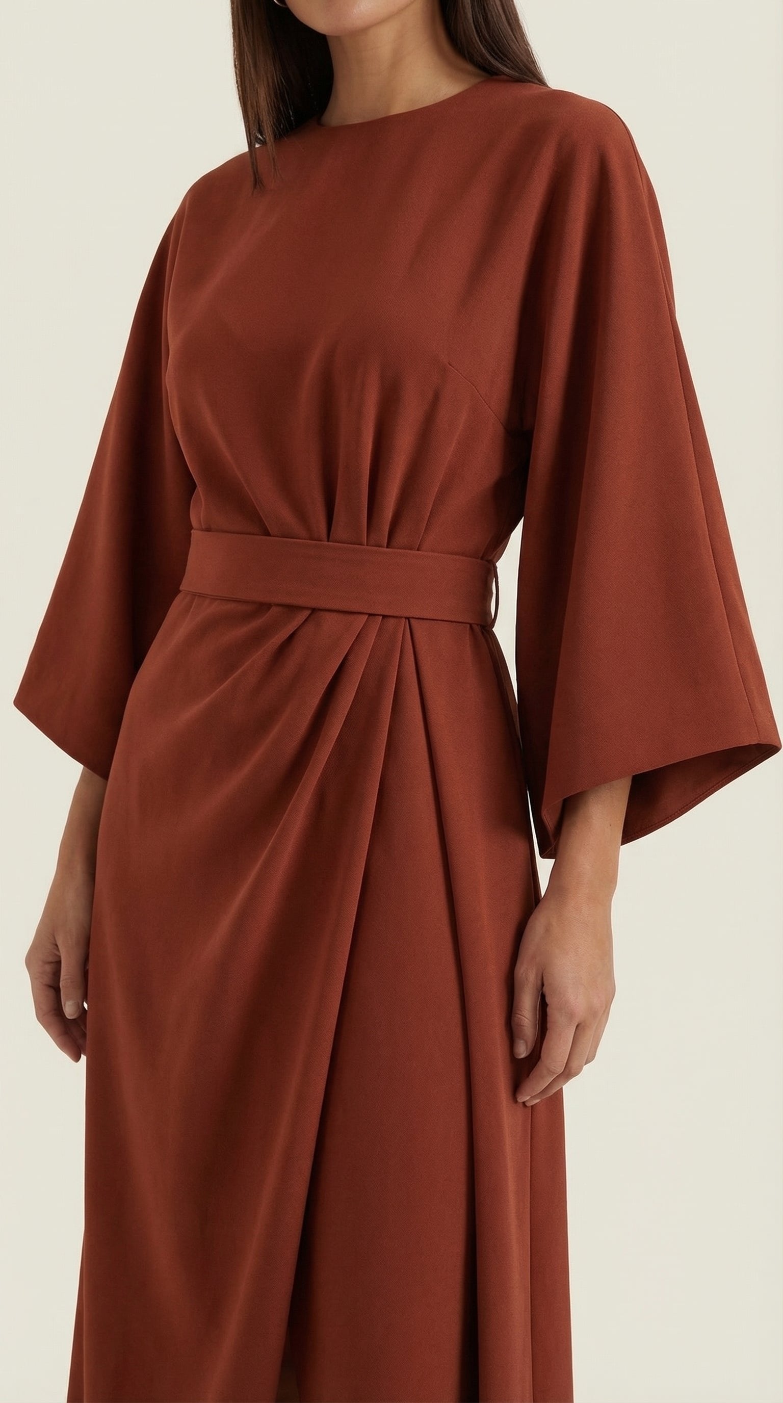 Damen Ballonärmel Midikleid | Taillengürtel View 18