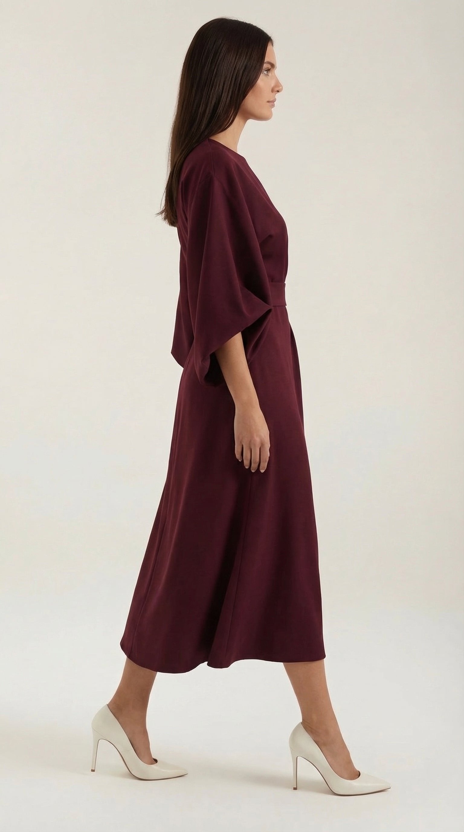Damen Ballonärmel Midikleid | Taillengürtel View 22