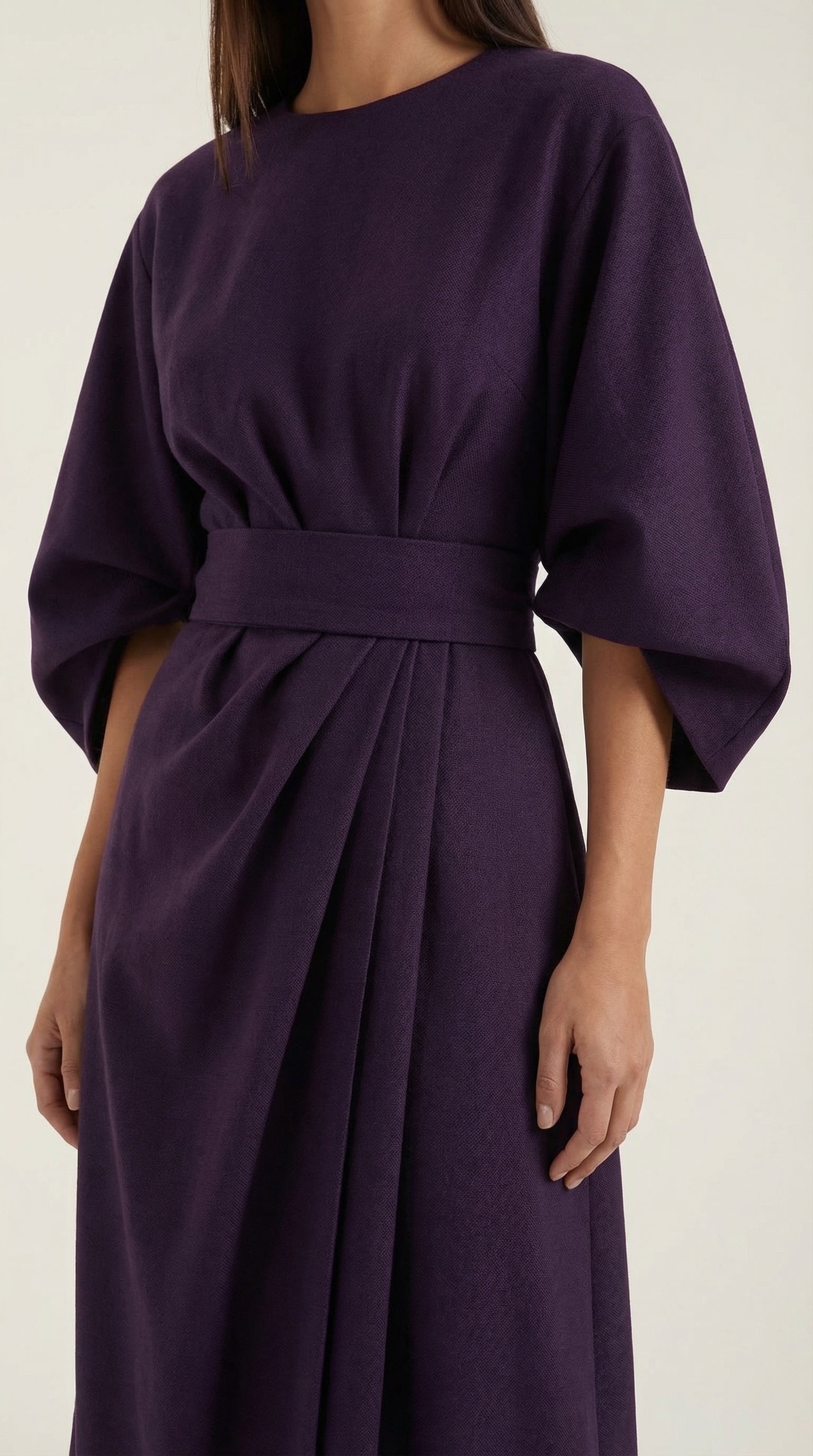 Damen Ballonärmel Midikleid | Taillengürtel View 28