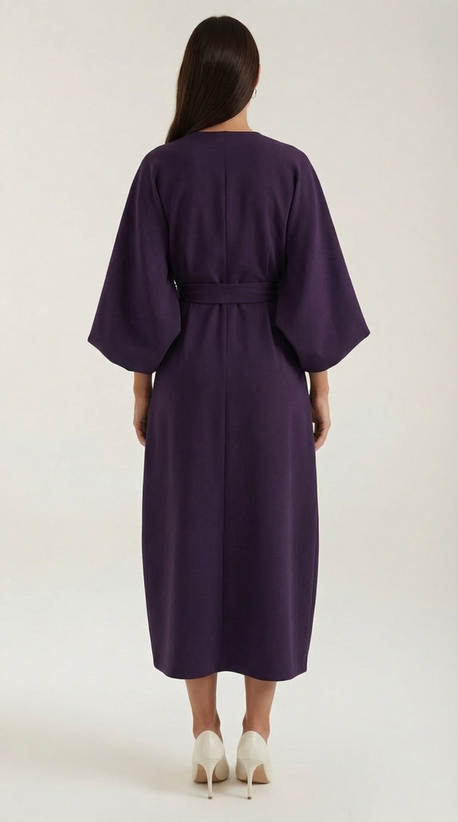 Damen Ballonärmel Midikleid | Taillengürtel View 29