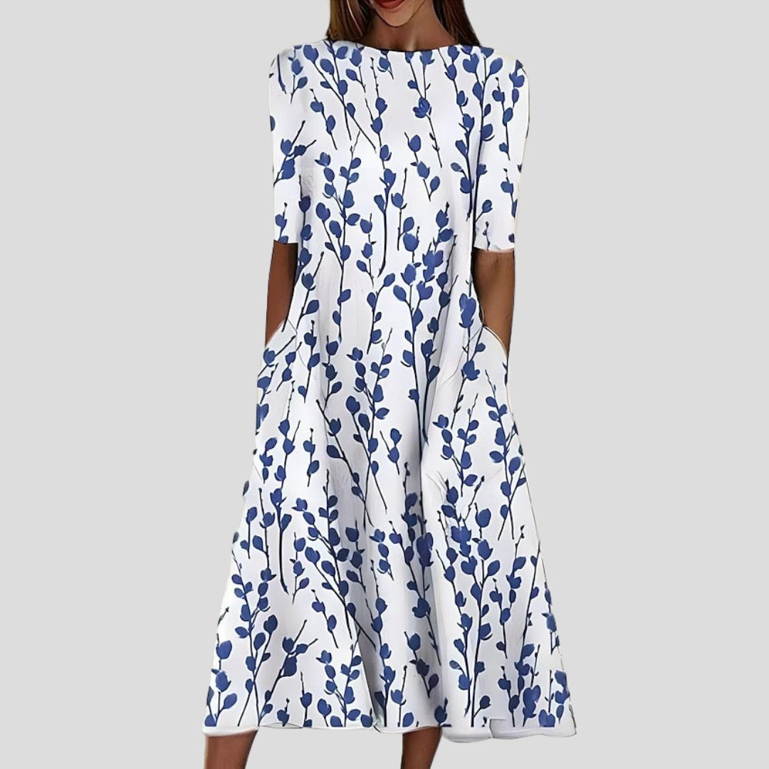 Damen Blütenmuster Midikleid | Stretch Hero