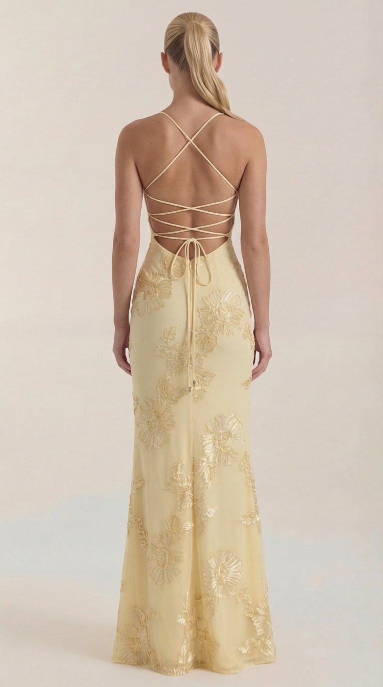 Damen Blumenstickerei Maxikleid | Korsett View 14