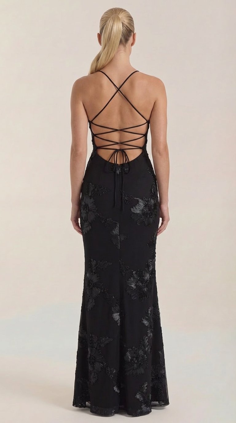 Damen Blumenstickerei Maxikleid | Korsett View 19