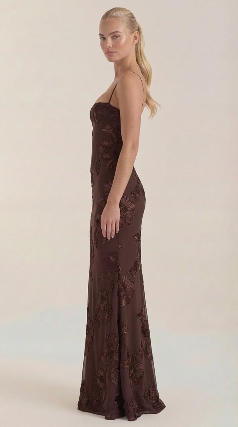 Damen Blumenstickerei Maxikleid | Korsett View 22