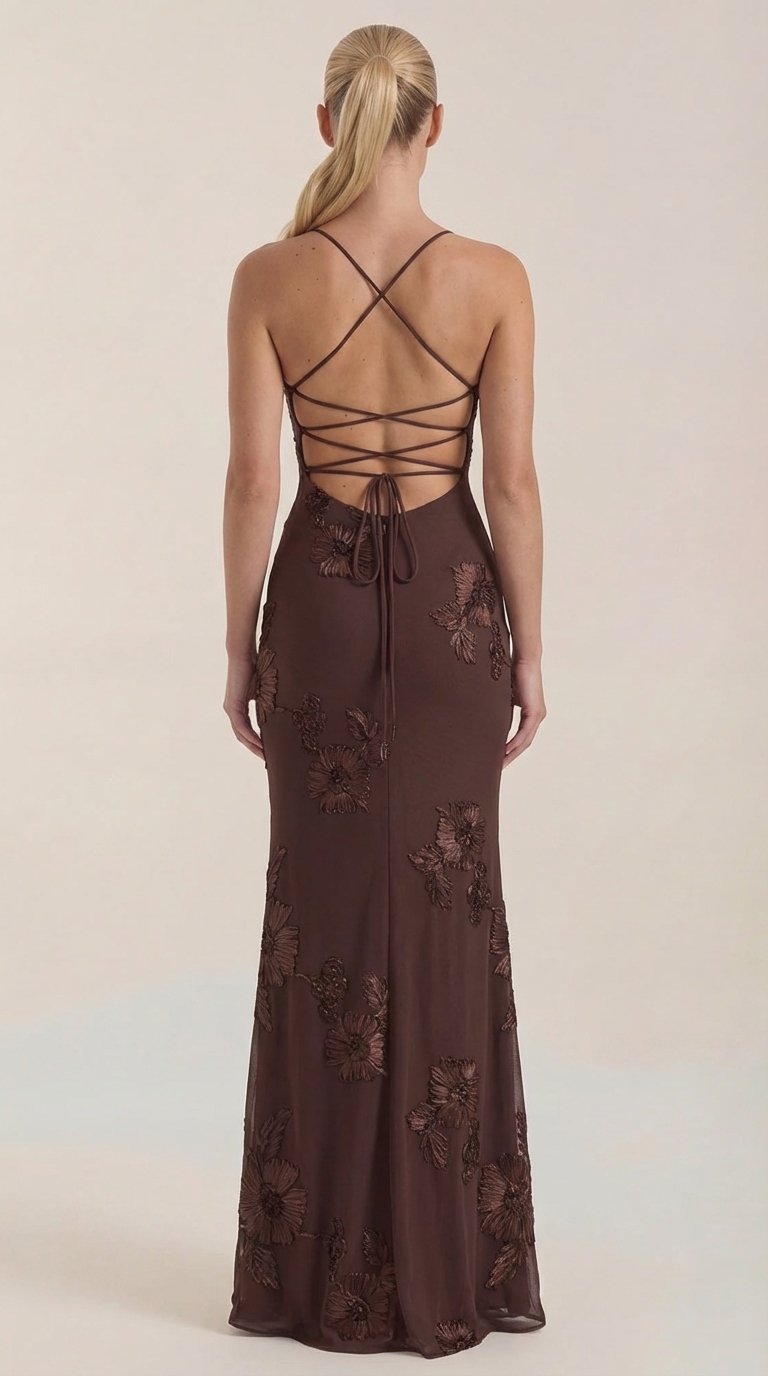 Damen Blumenstickerei Maxikleid | Korsett View 24
