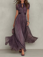 Damen Chiffon-Maxikleid Schlüsselloch-Ausschnitt | Elegant