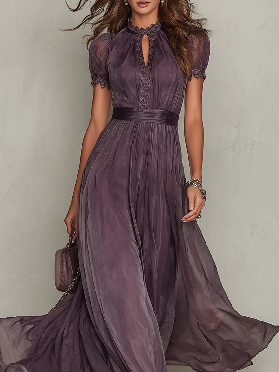 Damen Chiffon-Maxikleid Schlüsselloch-Ausschnitt | Elegant Side