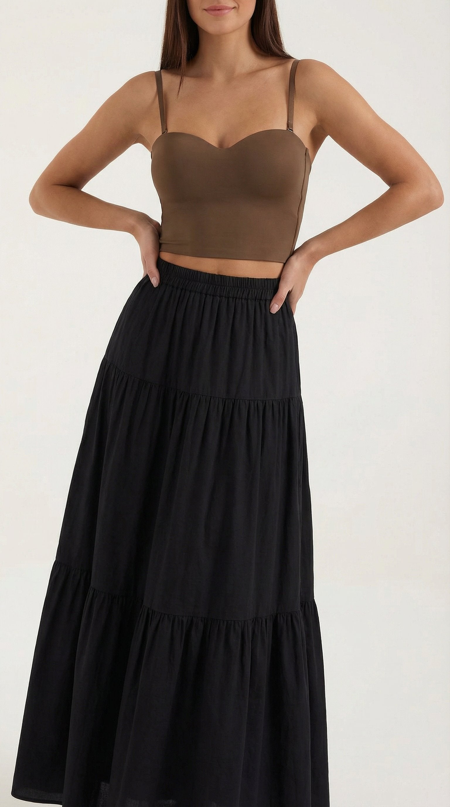 Damen Crop-Top Rüschen | Herzausschnitt Detail