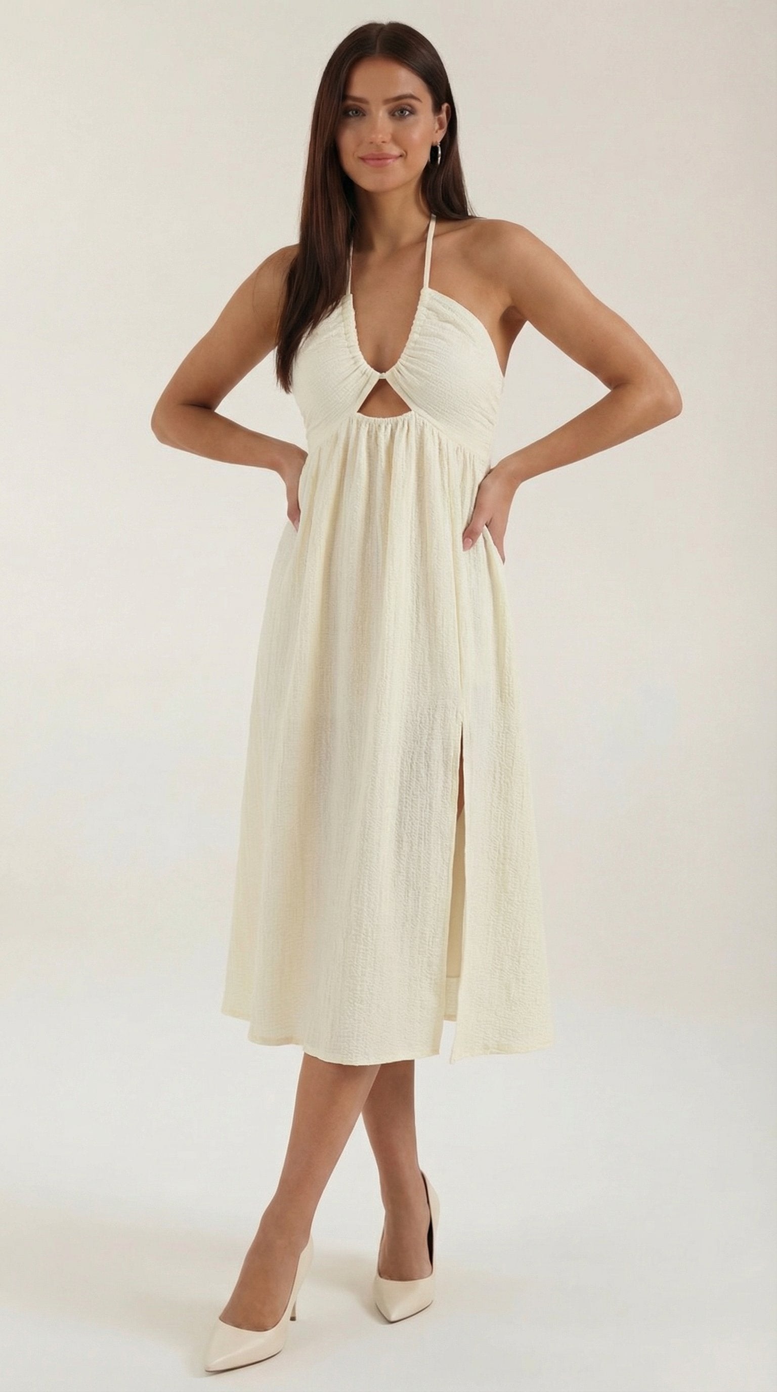 Damen Cutout Midikleid | Neckholder Hero