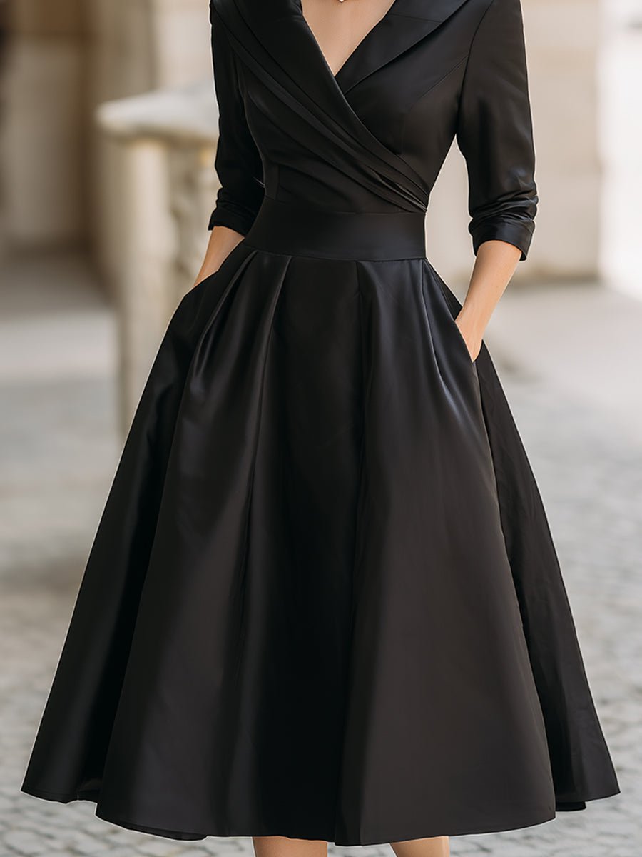 Damen Eleganzkleid breite Revers | Festlich Detail