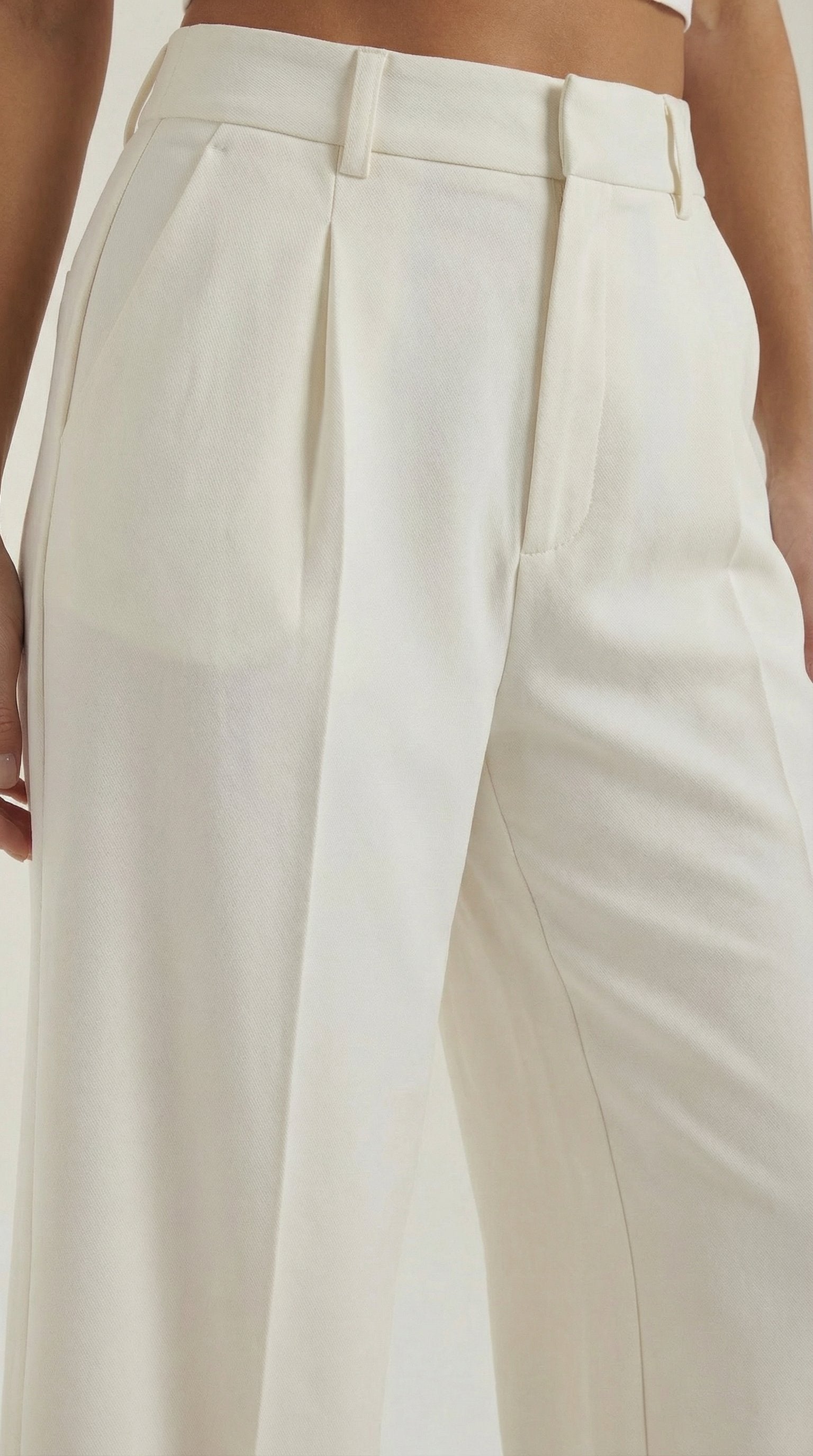 Damen Hose weites Bein | Hohe Taille Detail