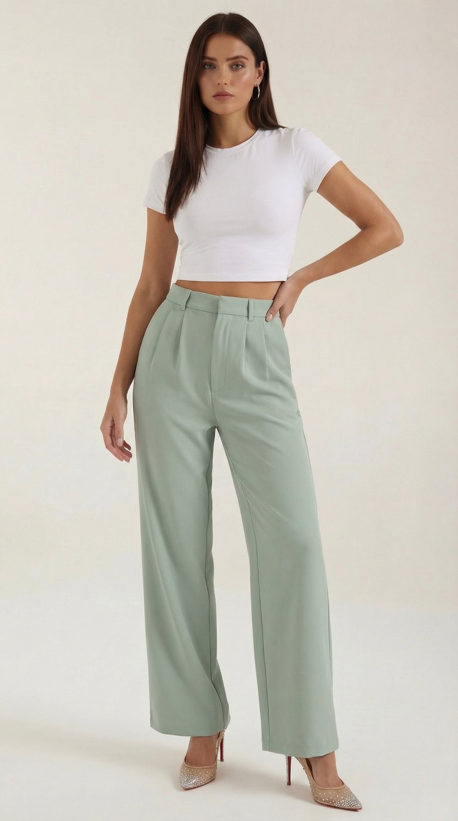 Damen Hose weites Bein | Hohe Taille View 21
