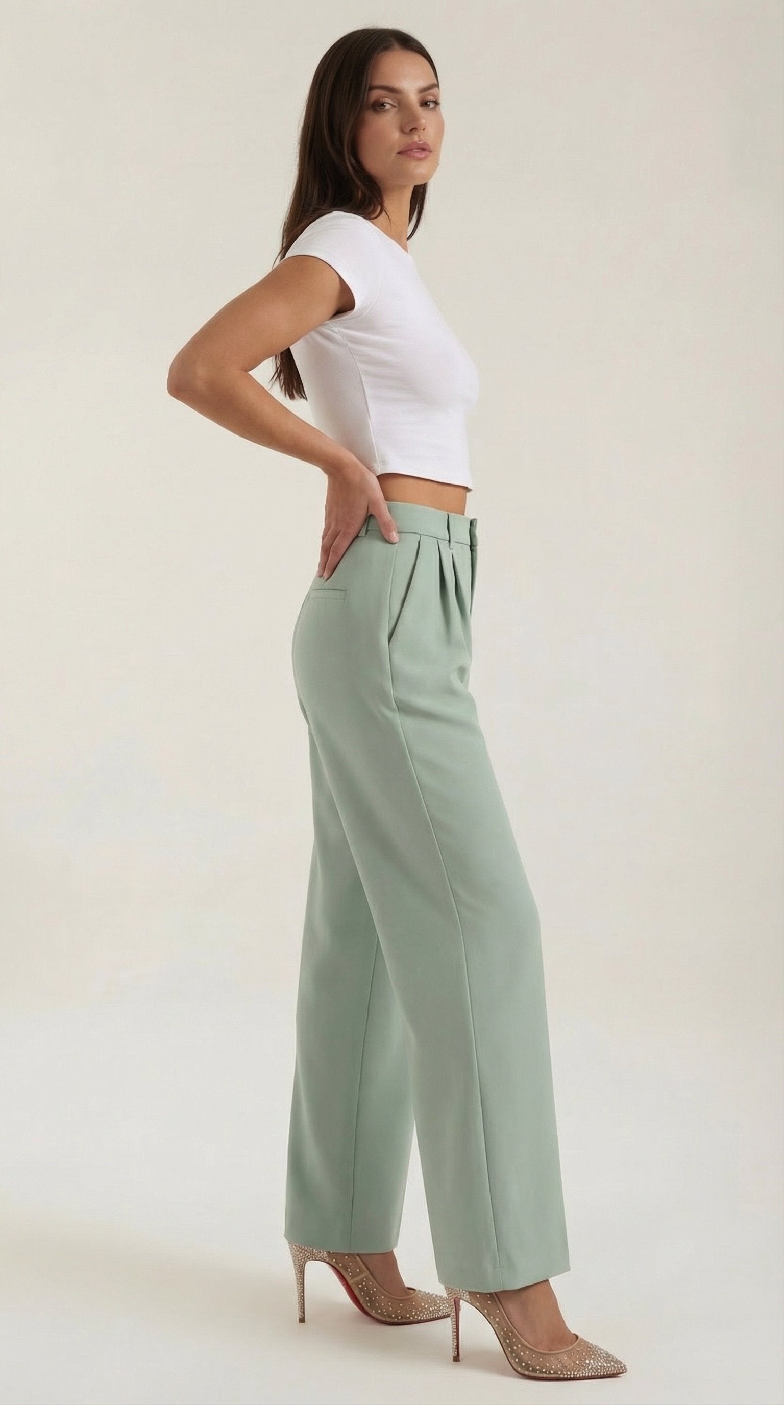 Damen Hose weites Bein | Hohe Taille View 22