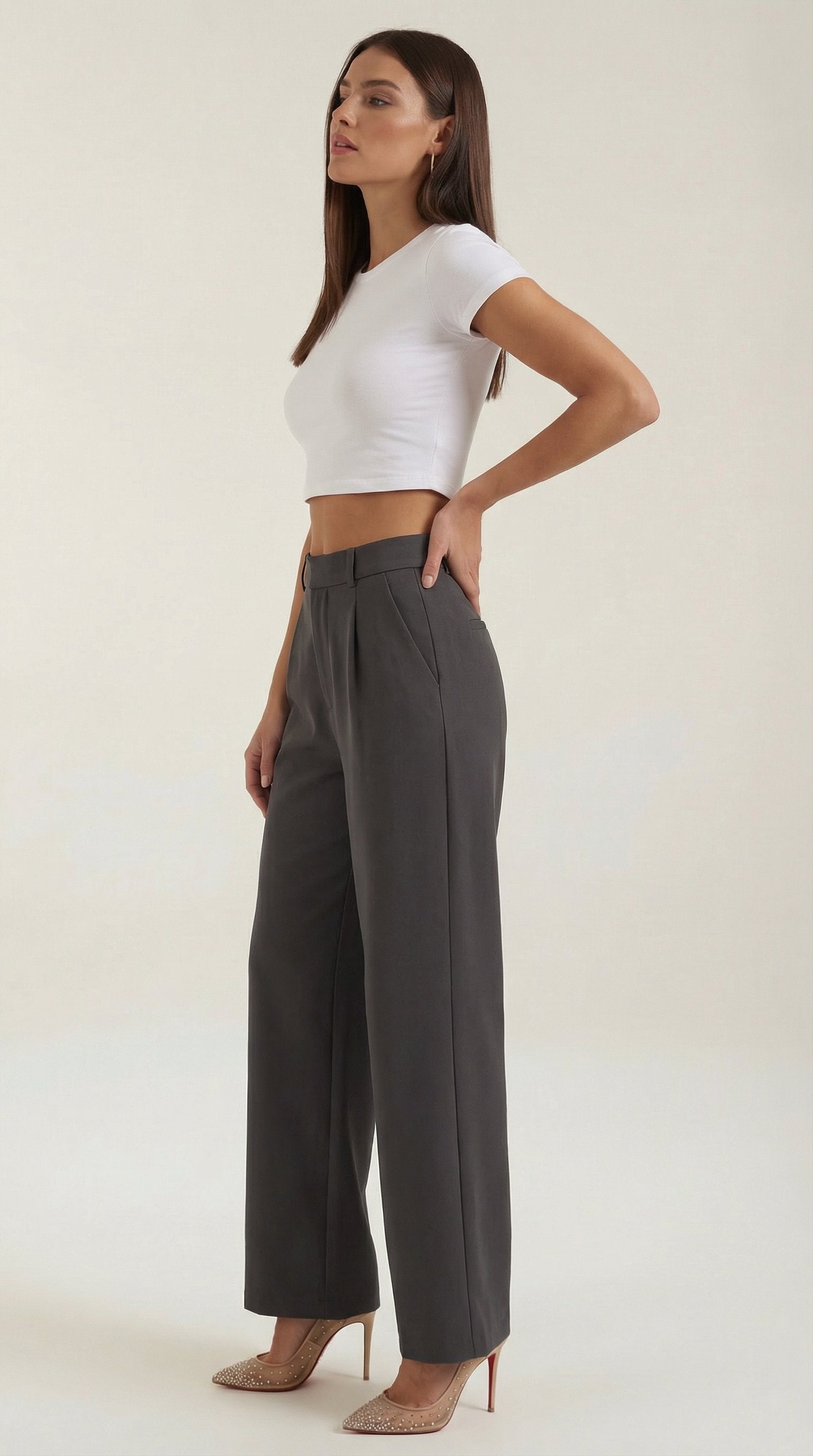 Damen Hose weites Bein | Hohe Taille View 37