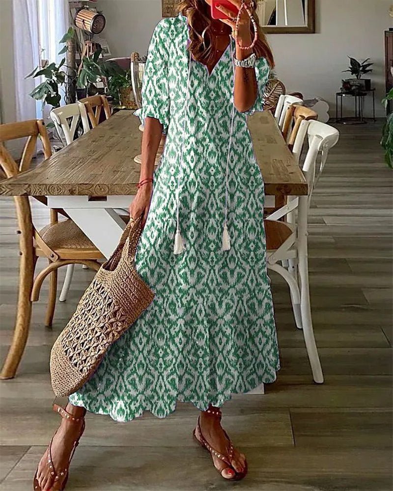 Damen Ikat-Muster Kleid | Bauchbedeckend Front
