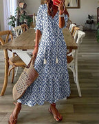 Damen Ikat-Muster Kleid | Bauchbedeckend