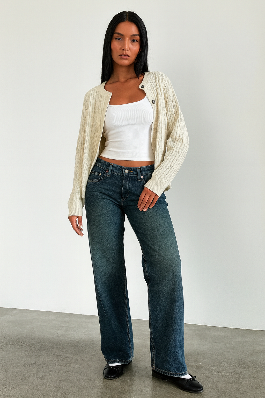 Damen jeans mittelhoher Bund weites Bein – Ansicht 3