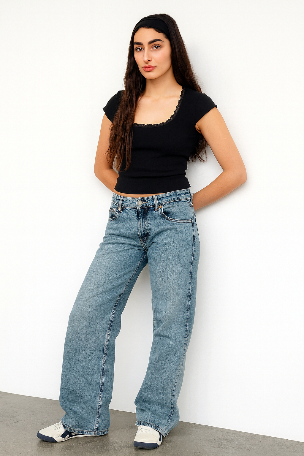 Damen jeans mittelhoher Bund weites Bein – Ansicht 4