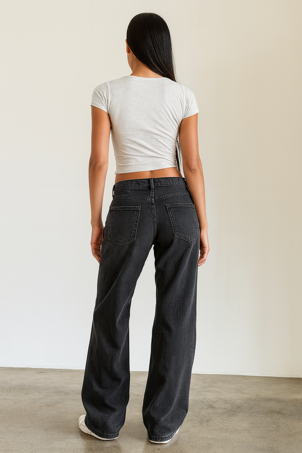 Damen jeans mittelhoher Bund weites Bein – Ansicht 7