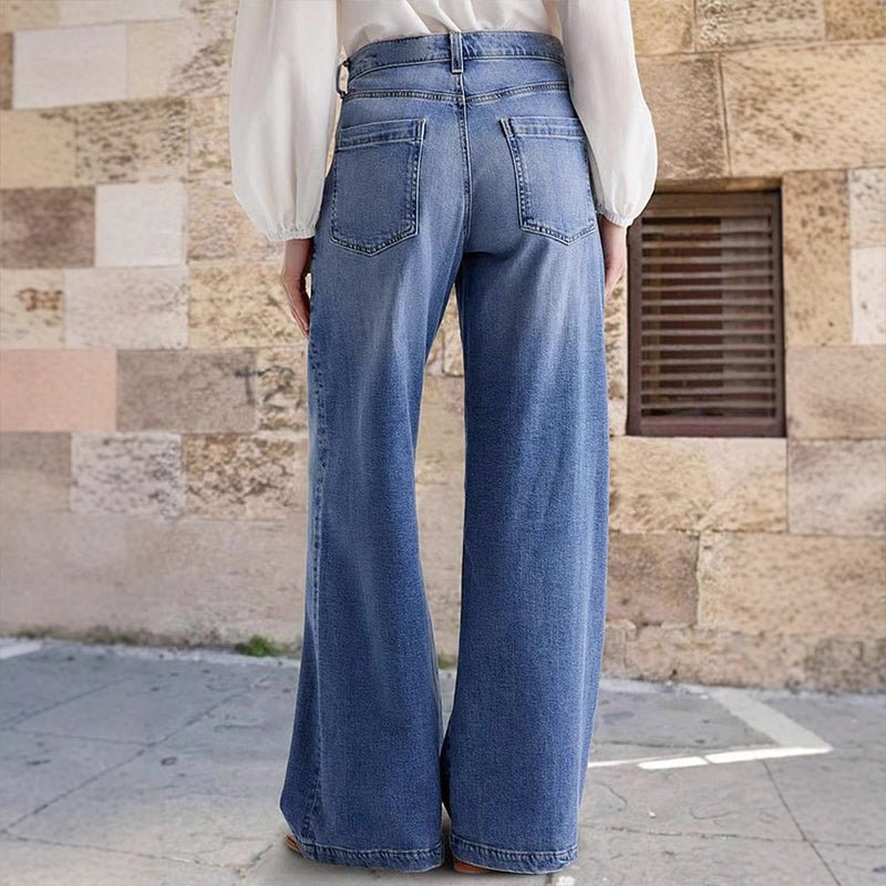 Damen Jeans weites Bein | Hochtailliert Close Up