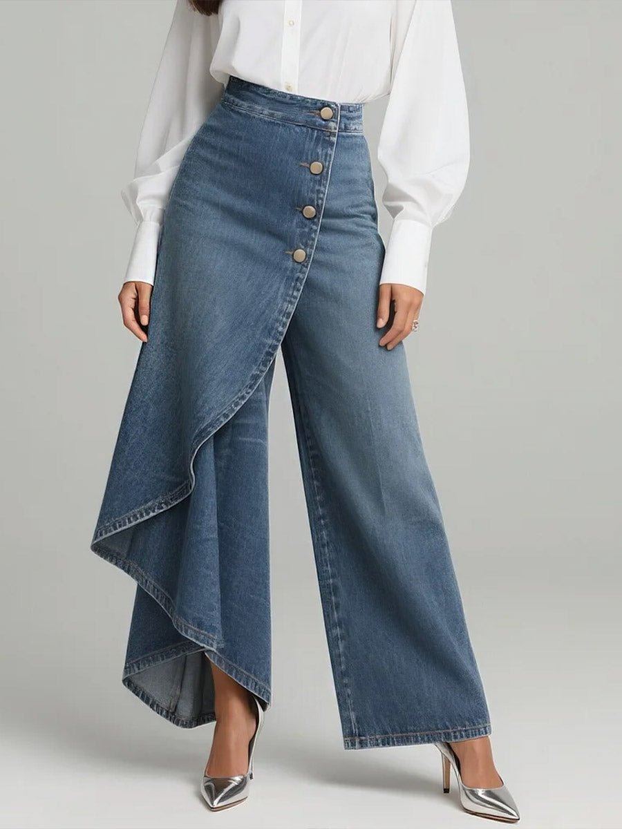 Damen Jeans Wickel-Overlay | Wide-Leg Hero