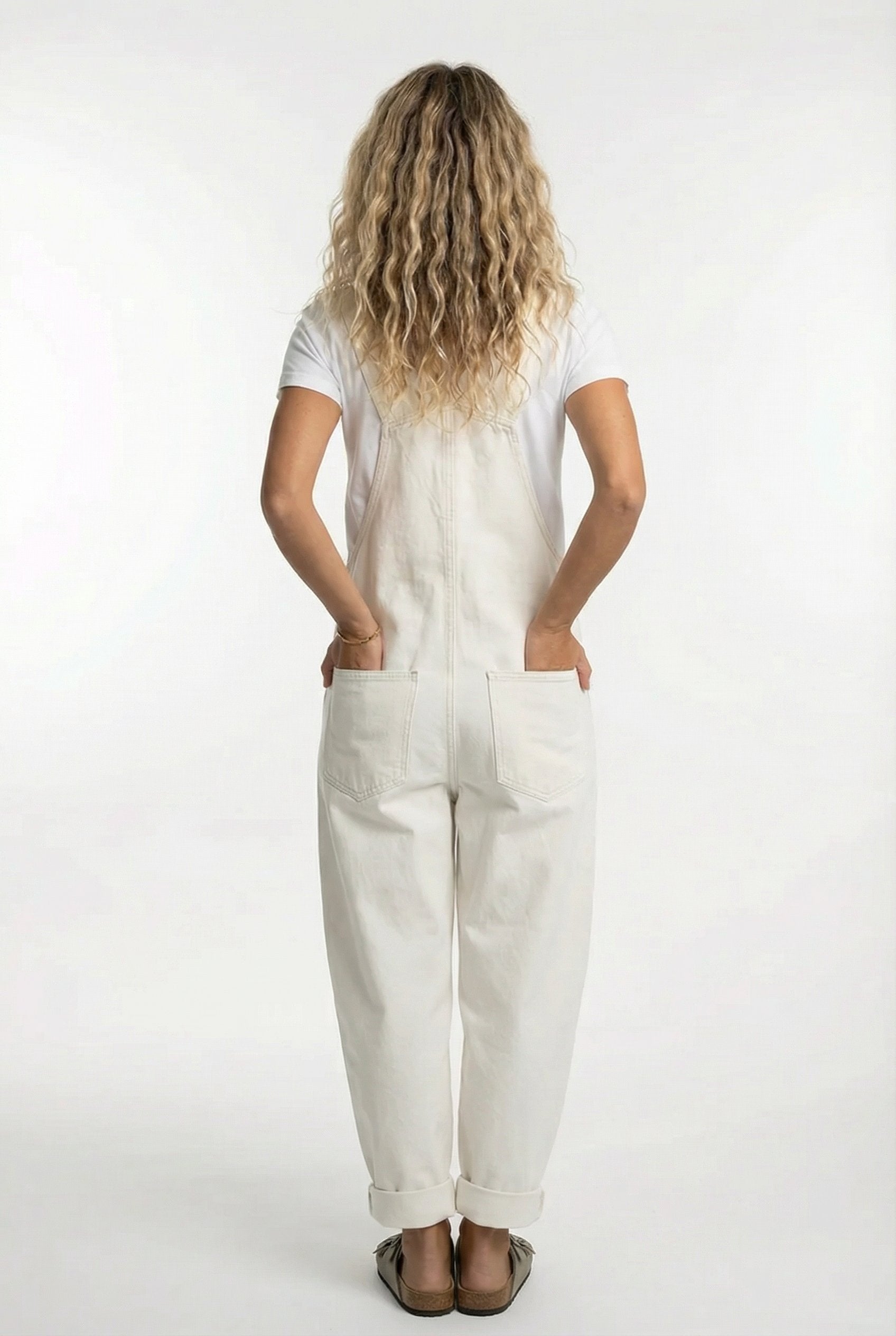 Damen Jeansoverall Knopffront | Verstellbare Träger Angle