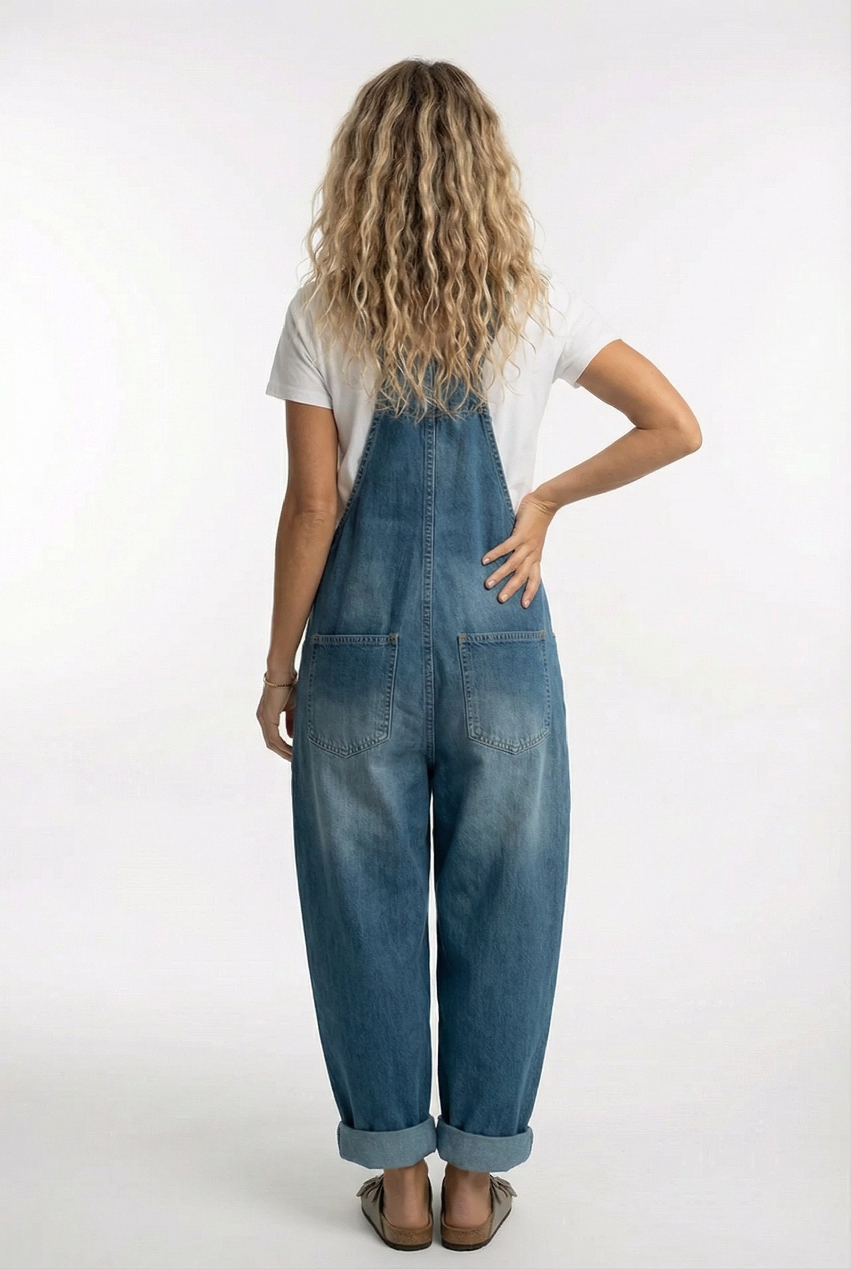 Damen Jeansoverall Knopffront | Verstellbare Träger Front