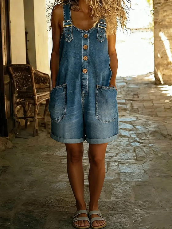 Damen Jumpsuit Knopffront | Verstellbare Träger
