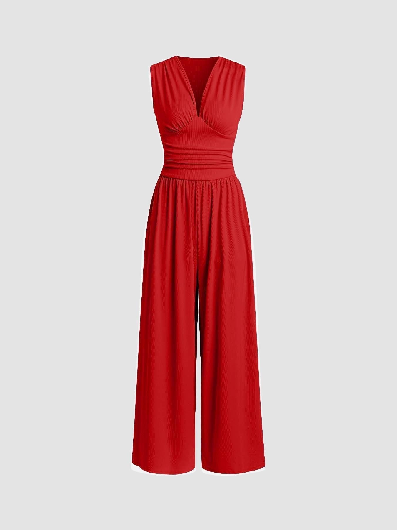 Damen Jumpsuit Tiefer V-Ausschnitt | Ärmellos Hero