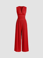 Damen Jumpsuit Tiefer V-Ausschnitt | Ärmellos