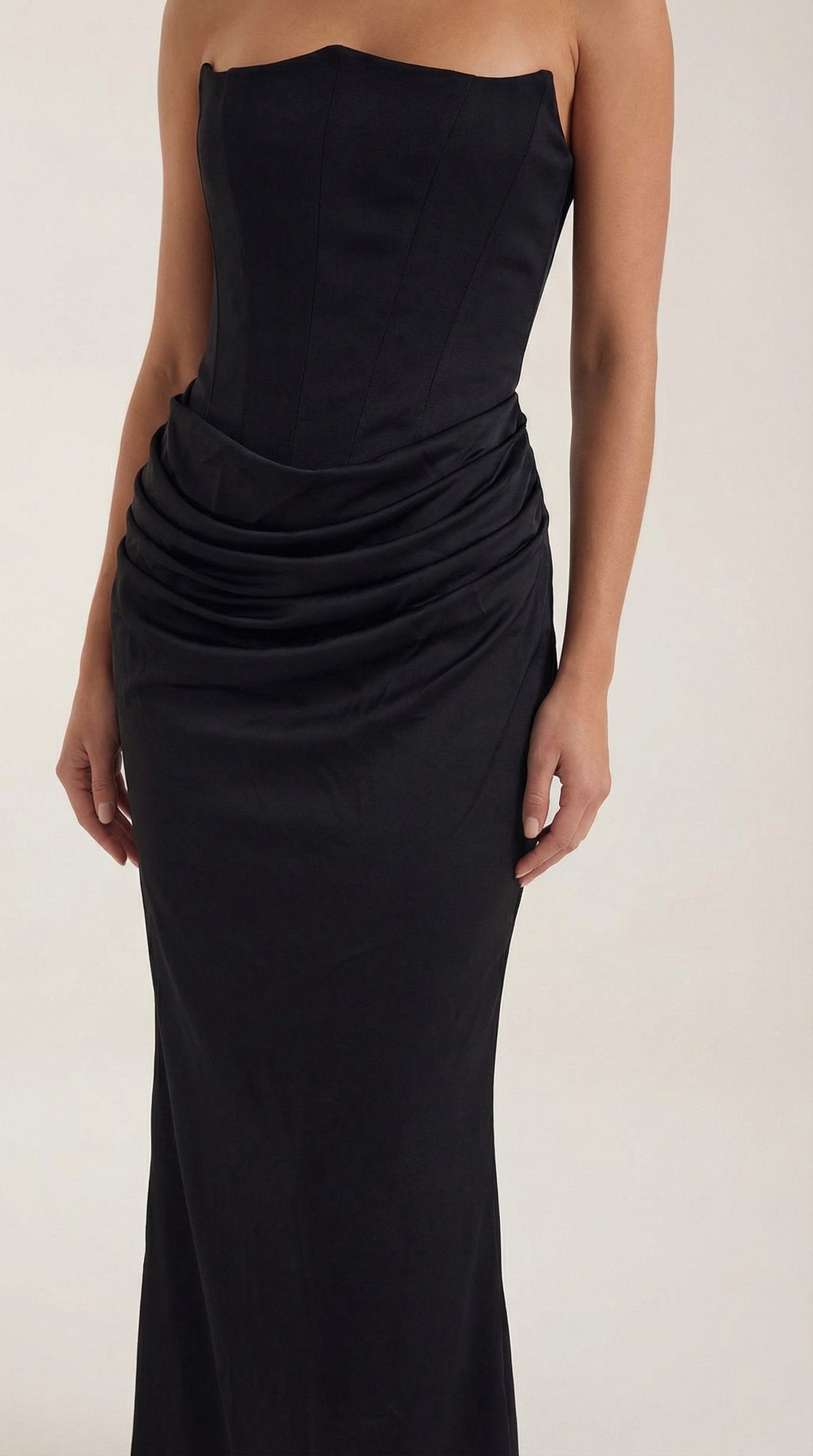 Damen Korsett Maxikleid Raffungen | Figurbetonend Detail