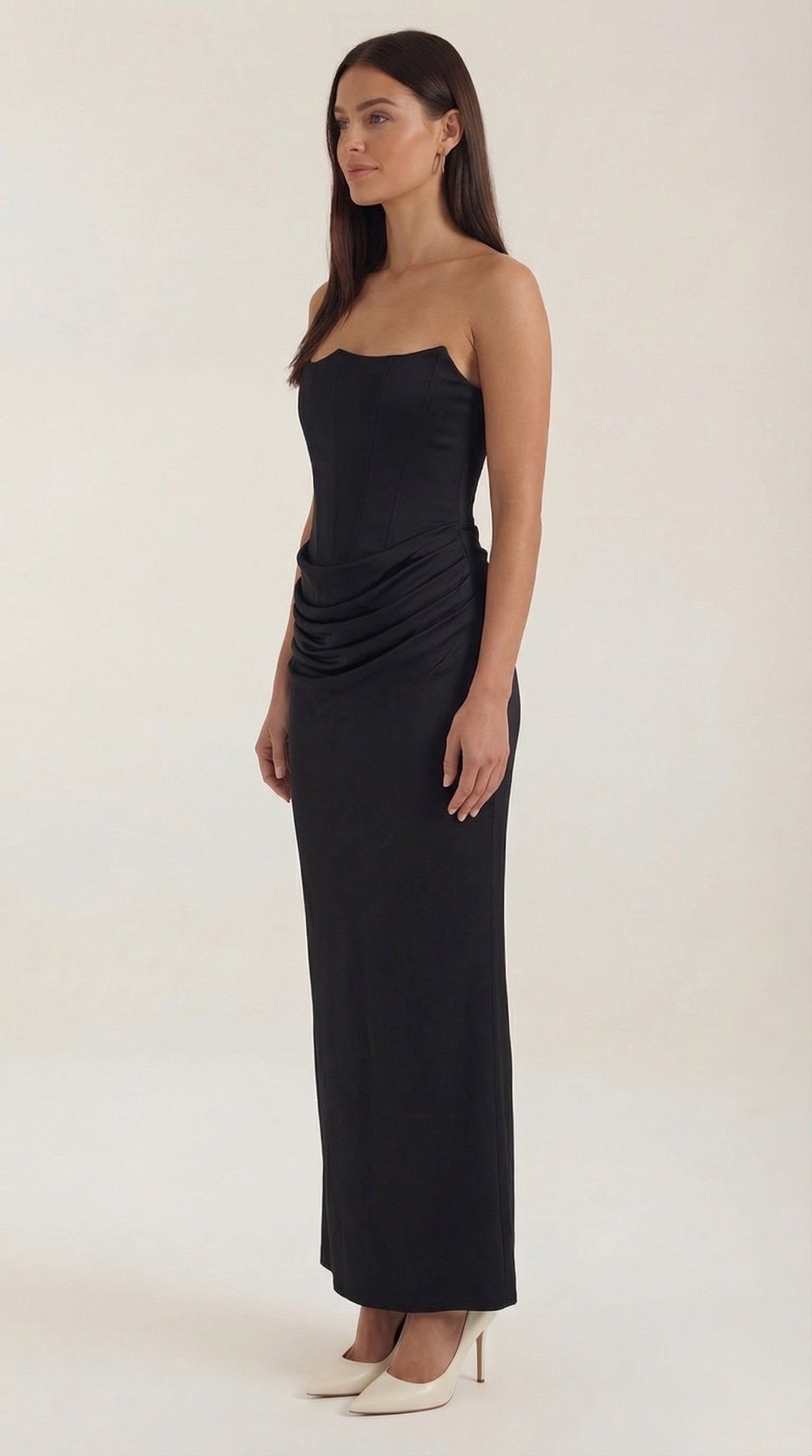 Damen Korsett Maxikleid Raffungen | Figurbetonend Front